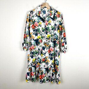Robert Friedman Womens Size Small Floral Shirt Dress Long Sleeve With Pockets